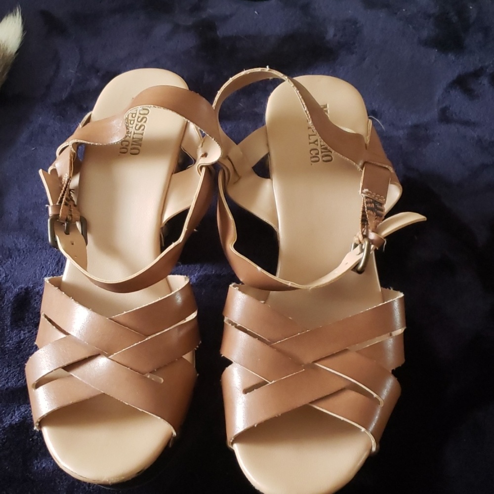 Tan platform sandals